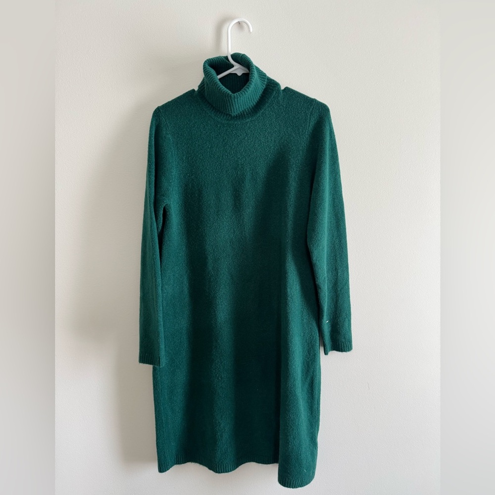 J. Crew Supersoft Turtleneck Emerald Green Dress - M